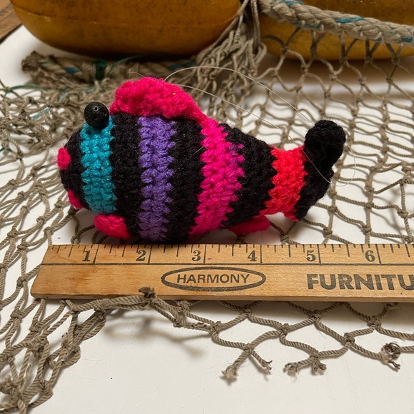 Crochet  Small Black Faced Fish Lava Bead Essential Oil Diffuser Ornament SK - Picture 2 of 5